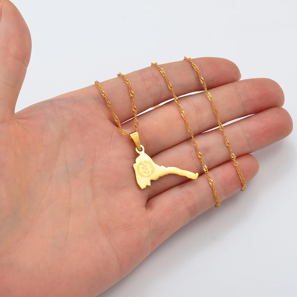 Eritrea Map Flag Necklaces for Women and Men