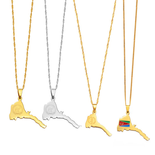 Eritrea Map Flag Necklaces for Women and Men