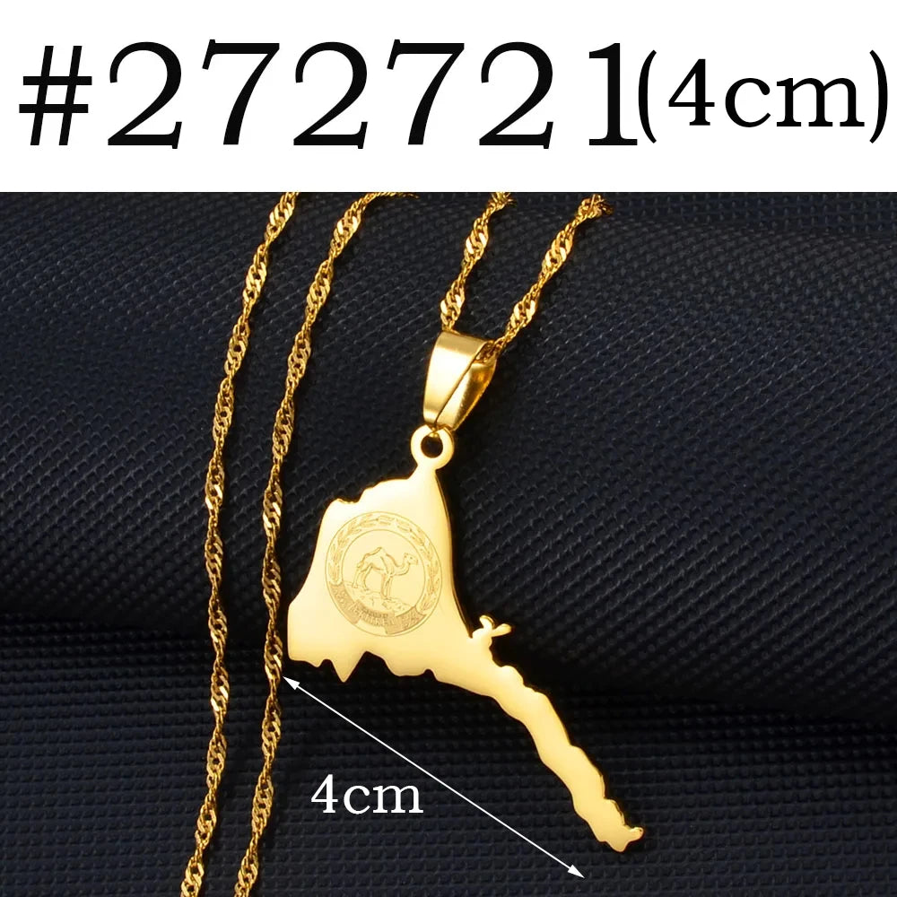 Eritrea Map Flag Necklaces for Women and Men