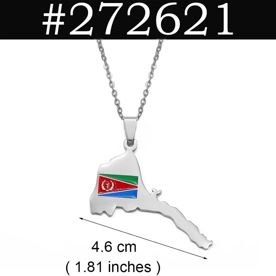 Eritrea Map Flag Necklaces for Women and Men