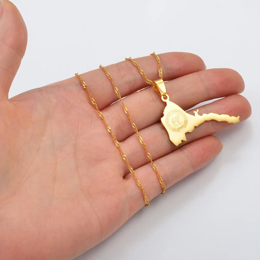 Eritrea Map Flag Necklaces for Women and Men