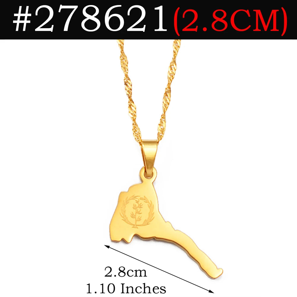 Eritrea Map Flag Necklaces for Women and Men