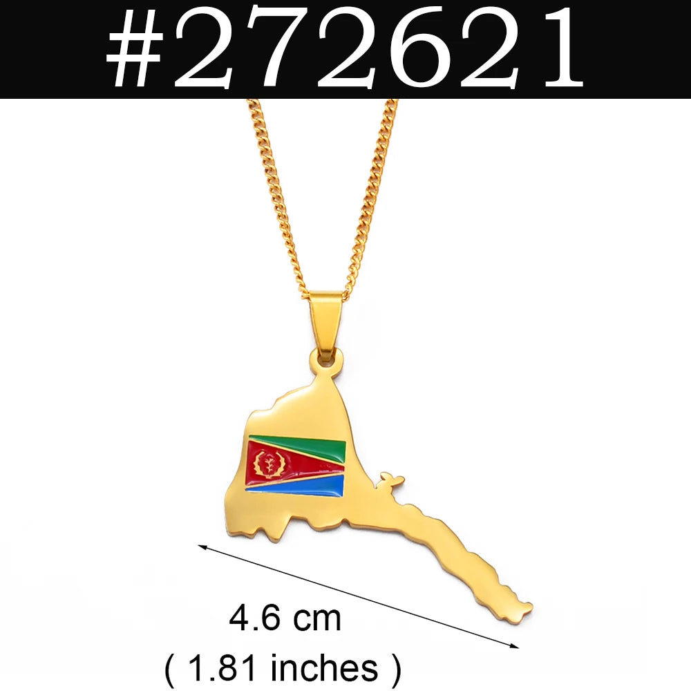 Eritrea Map Flag Necklaces for Women and Men