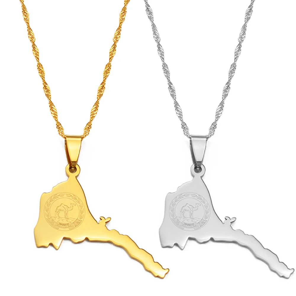 Eritrea Map Flag Necklaces for Women and Men