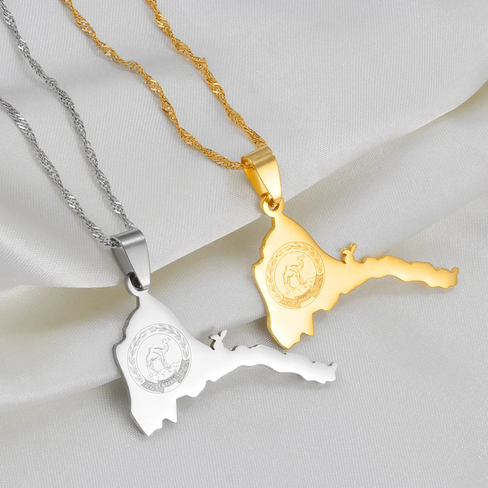 Eritrea Map Flag Necklaces for Women and Men